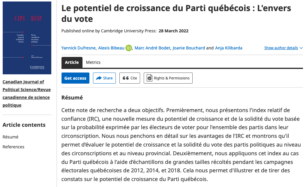 Le potentiel de croissance du Parti québécois : L'envers du vote