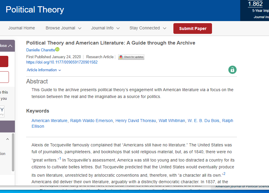 Political Theory and American Literature: A Guide through the Archive