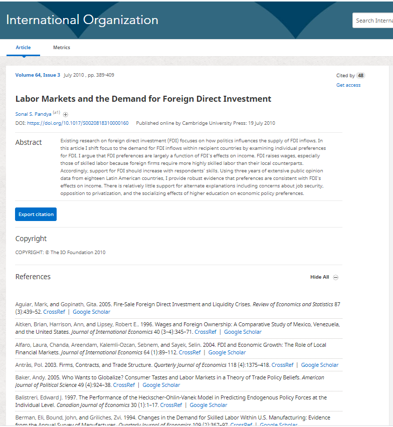 Labor Markets and the Demand for Foreign Direct Investment