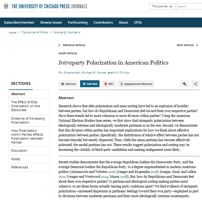 Intraparty Polarization in American Politics