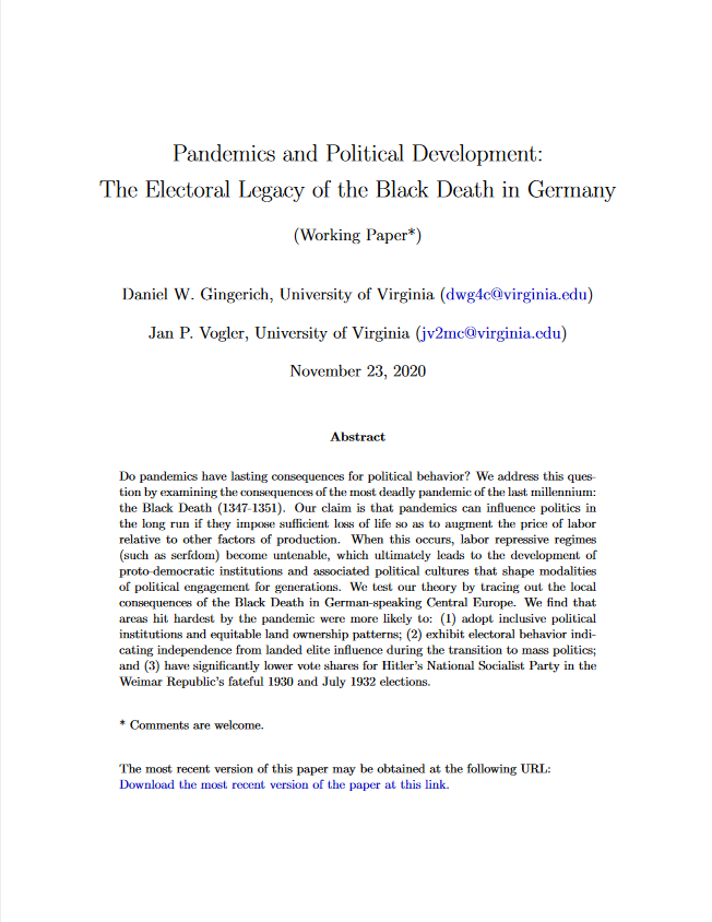 Pandemics and Political Development