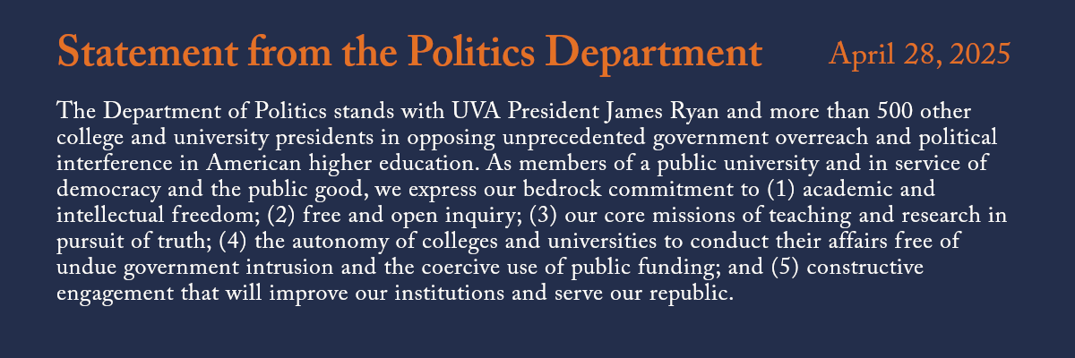 Politics Department Statement