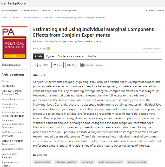 Estimating and Using Individual Marginal Component Effects from Conjoint Experiments