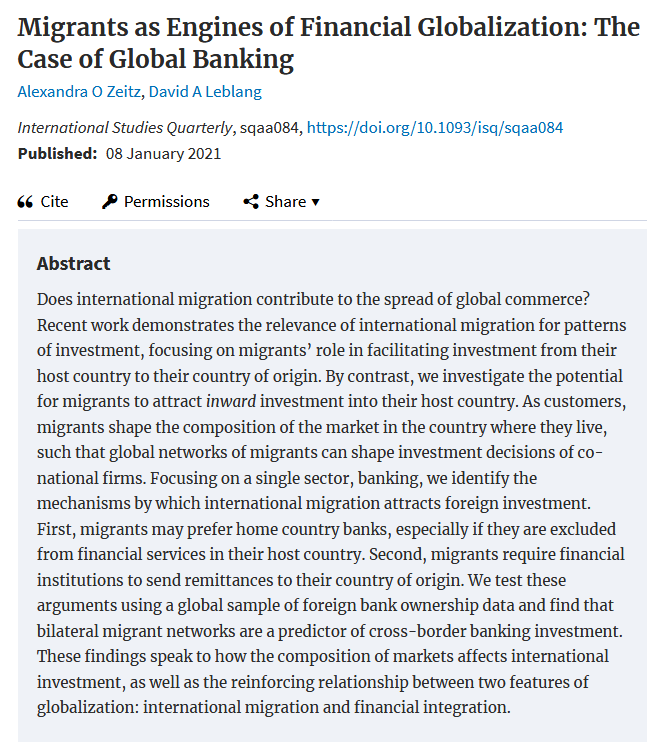 Migrants as Engines of Financial Globalization: The Case of Global Banking