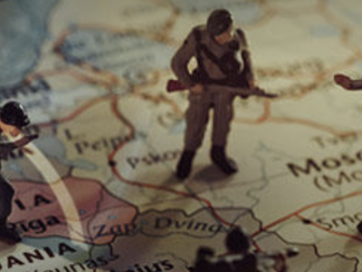 Soldier figurine on a map