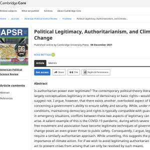Political Legitimacy, Authoritarianism, and Climate Change