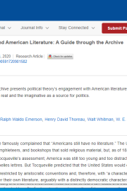 Political Theory and American Literature: A Guide through the Archive