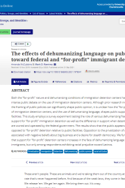 The Effects of Dehumanizing Language on Public Opinion Toward Federal and "For-Profit" Immigrant Detention