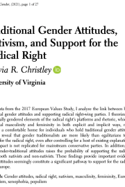 Traditional Gender Attitudes, Nativism, and Support for the Radical Right