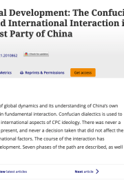 A unique path of political development: The Confucian dialectic of domestic and international interaction in the history of the Communist Party of China