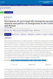 Perceptions of Stereotypically Immigrant Groups as Darker-skinned and Politics of Immigration in the United States and Britain.