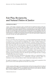 Fair Play, Reciprocity, and Natural Duties of Justice