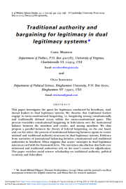 Traditional authority and bargaining for legitimacy in dual legitimacy systems